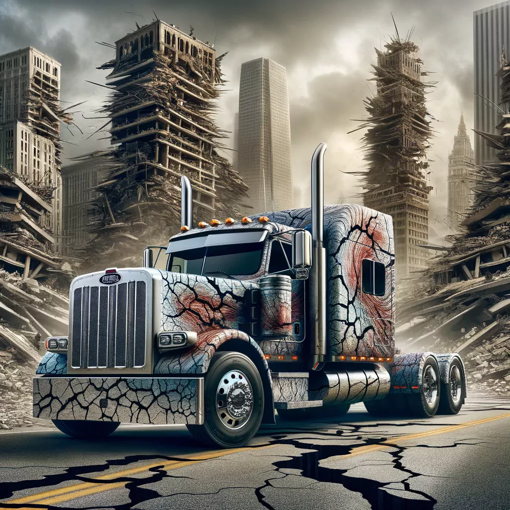 Magnificent Earthquake Design on Peterbilt Truck, paired with Top-tier Insurance Coverage