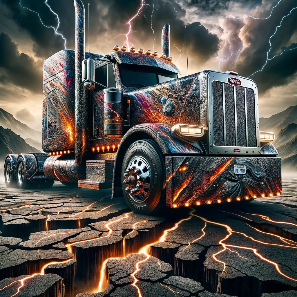 Magnificent Earthquake Design on Peterbilt Truck, paired with Top-tier Insurance Coverage