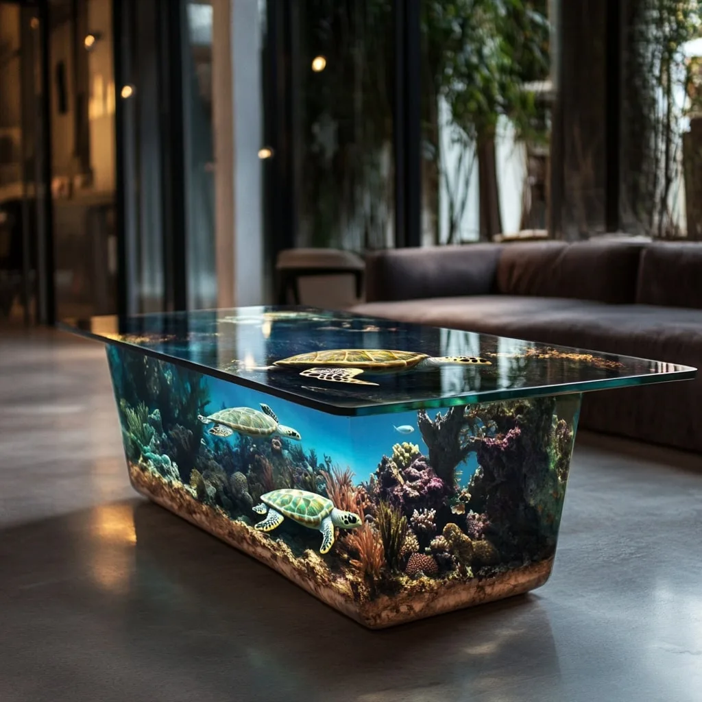 Design Elements of Underwater Scene Coffee Tables