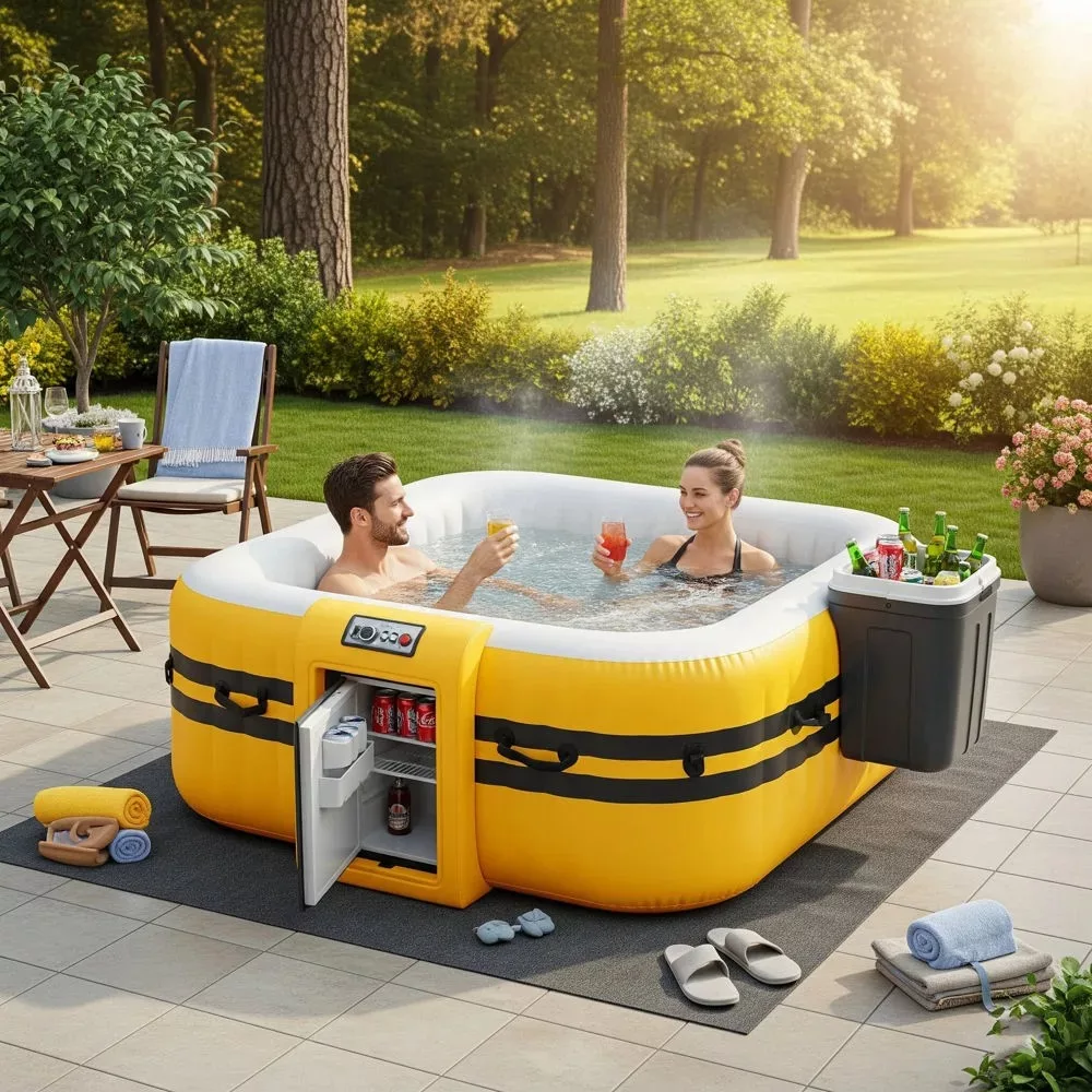 The Allure of Inflatable Hot Tubs with Fridge and Coolers