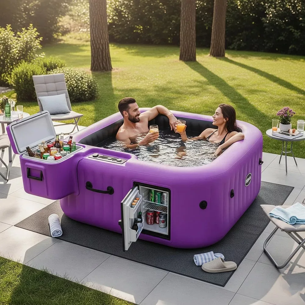 Integrating Inflatable Hot Tubs with Fridge and Coolers into Your Outdoor Space