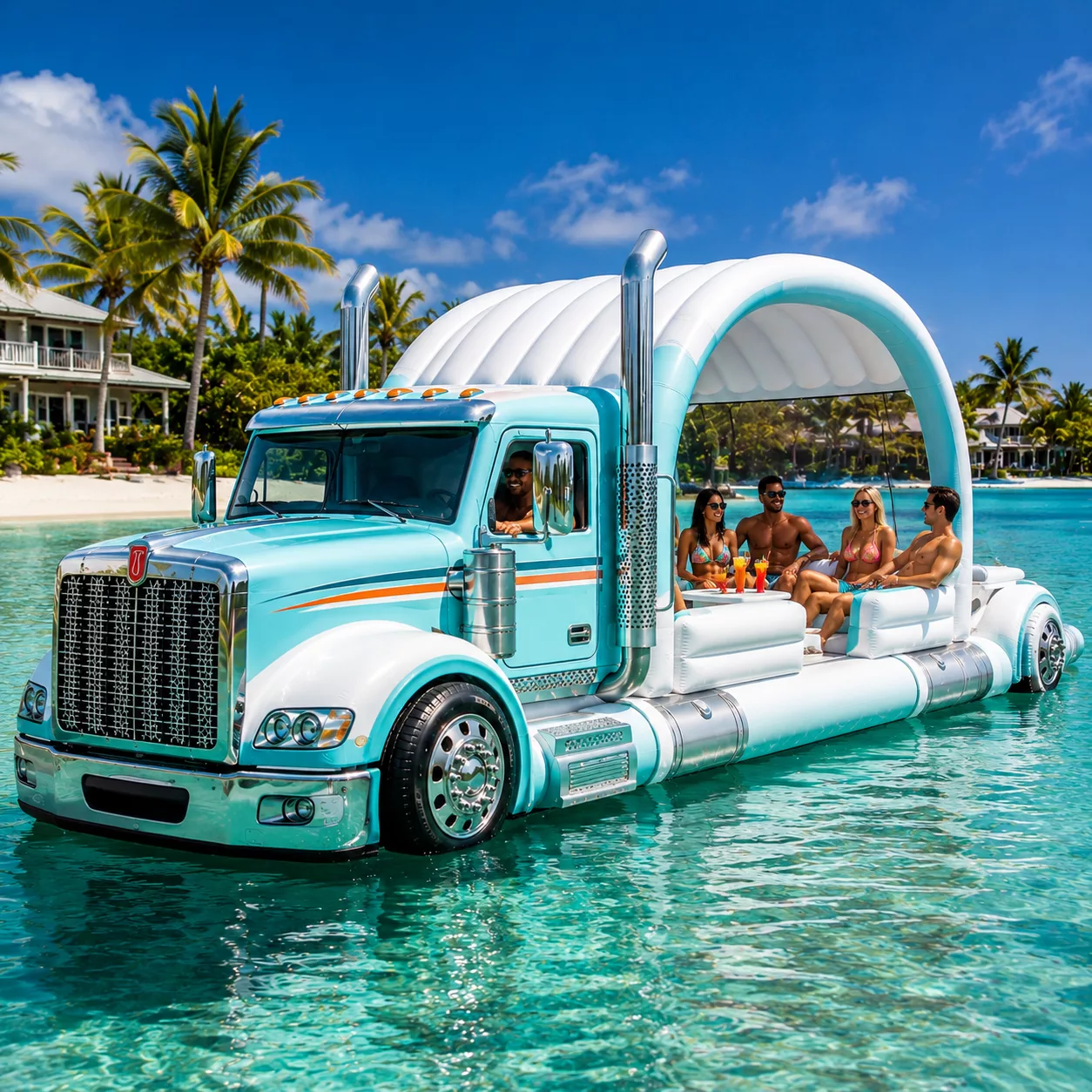 Best Color Ideas for a Semi-Truck Lake Party Float