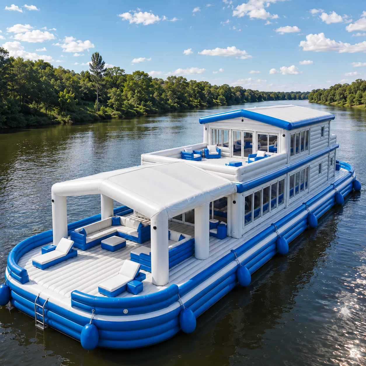 Giant Inflatable Barge Home: The Ultimate Floating House Concept for Luxury Lake Living