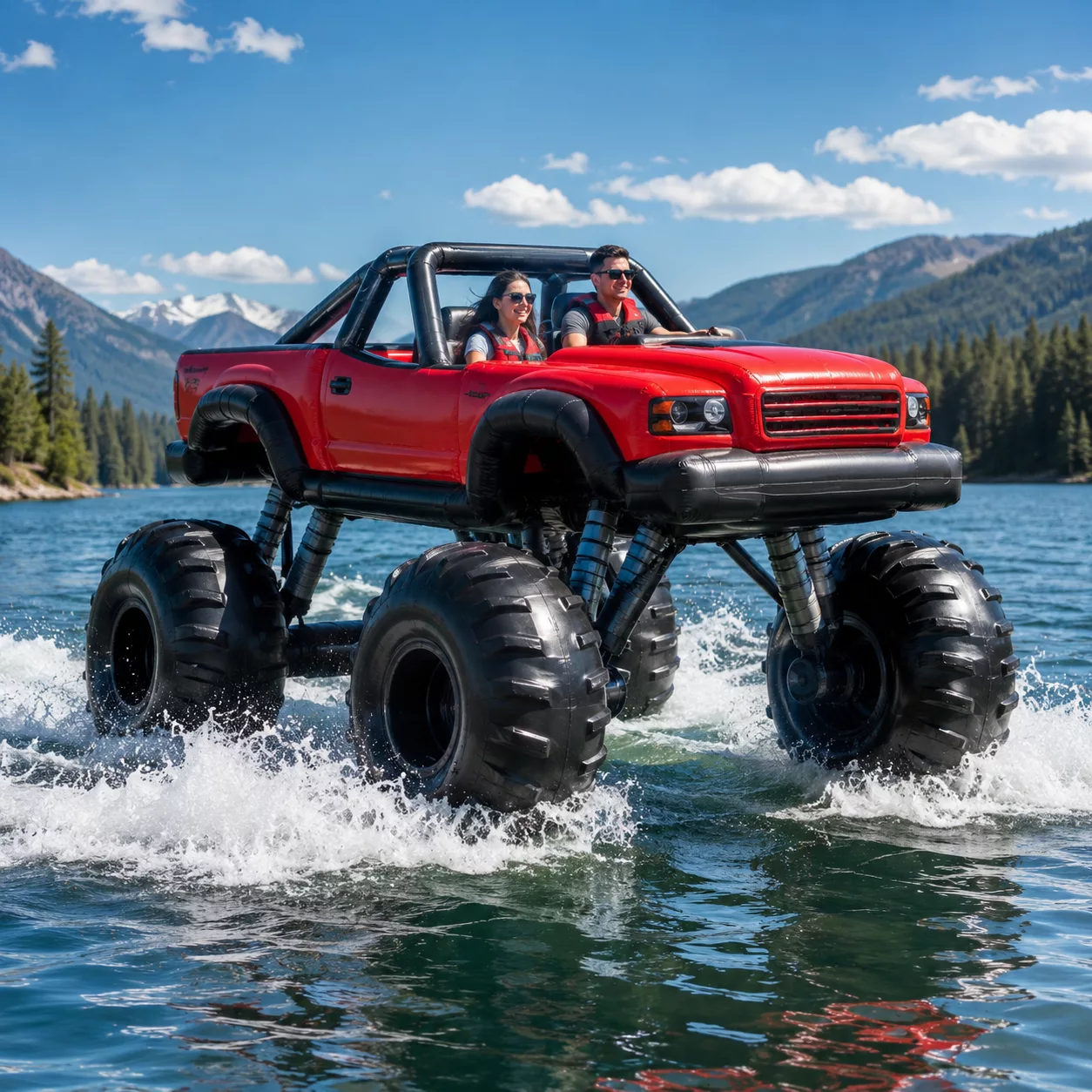 Inflatable Monster Truck Boat for Kids