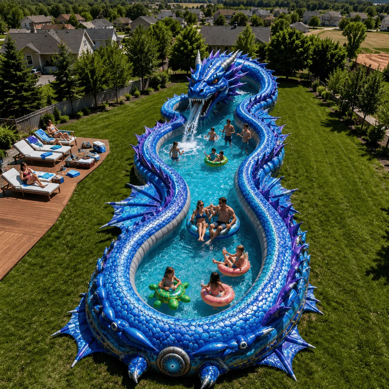 What Is a Giant Inflatable Dragon Lazy River Pool?