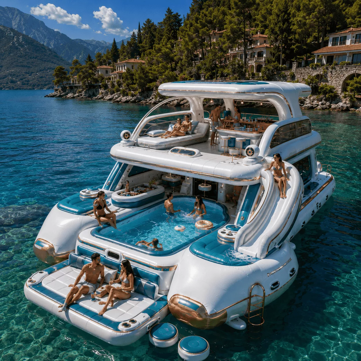 Safety Tips for Using a Giant Inflatable Yacht Pool Float